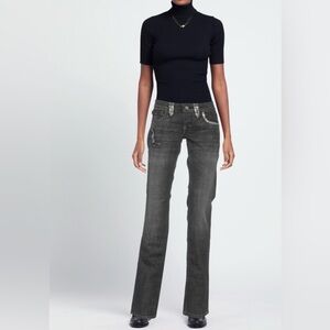 Taverniti Y2K So Jeans Janis 14 Straight Leg Embellished Jeans 27- Grey